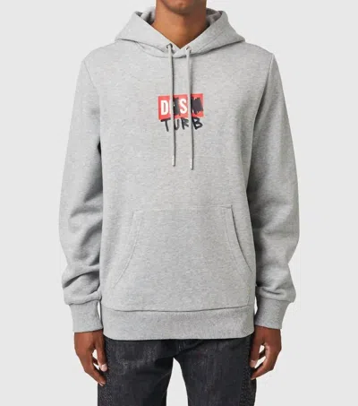 Diesel Disturb Hoodie In Melange Grey