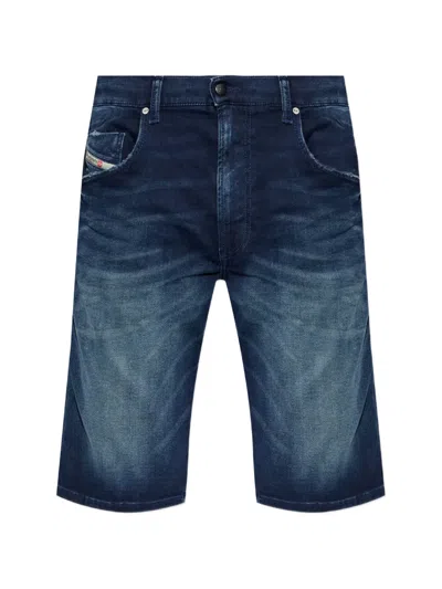 Diesel D-krooley-short-bw Faded Denim Shorts In Blue