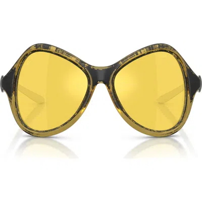 Diesel ® Dl3010u 53mm Mirrored Cat Eye Sunglasses In Brown