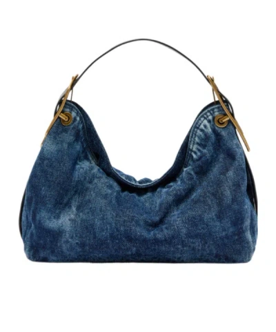 Diesel D-line Denim Shoulder Bag In Blue