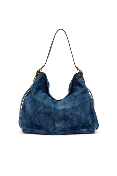 Diesel D-line-denim Hobo Bag In Blue