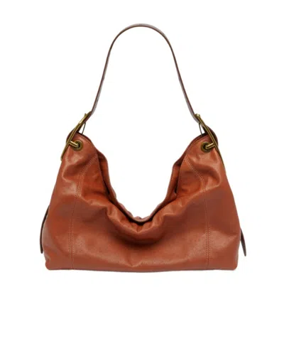 Diesel D-line-shoulder Bag In Shiny Leather In Brown