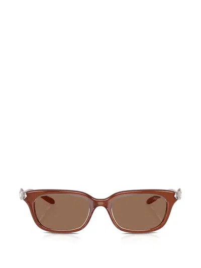 Diesel D-logo Rectangle-frame Sunglasses In Brown