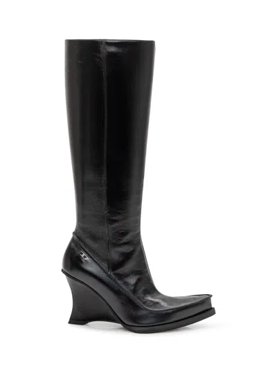 Diesel D-lucette 90-kb Knee-high Boot In Black