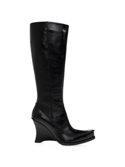 Diesel D-lucette Wedge-heel Boots In Neutral