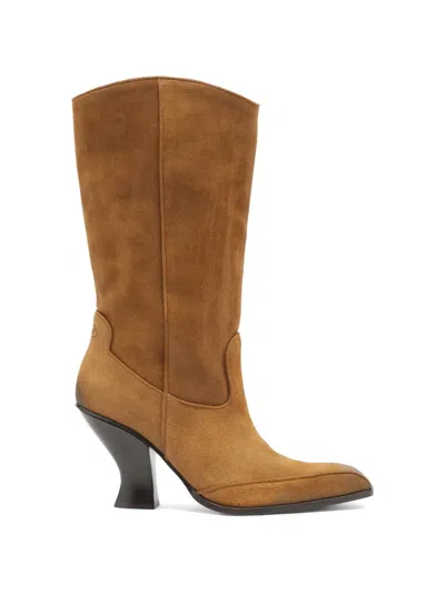 Diesel D-luffy Square-toe Suede Boots In Brown