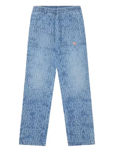 Diesel D-martians-ne Logo-patch Track Pants In Blue