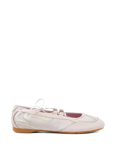 Diesel D-mile Lace-up Ballet Flats In Pink