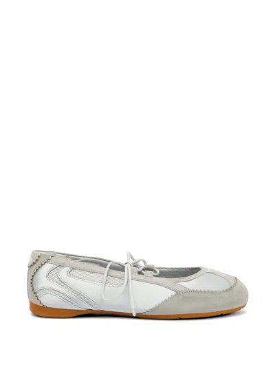 Diesel D-mile Leather And Mesh Ballet Flats In Blue