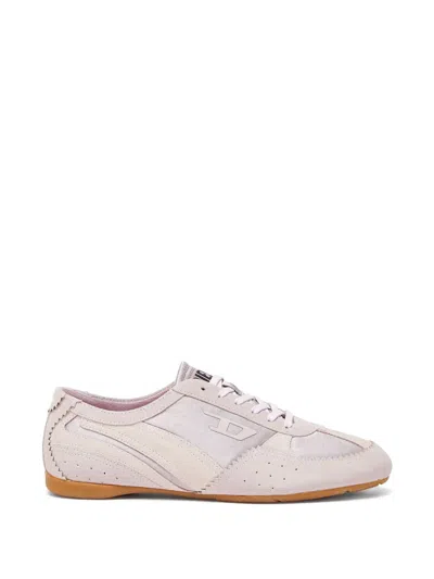 Diesel D-mile-flat Sneakers With Suede Overlays In Pink