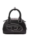 Diesel Rounded Rectangular Black Handbag With Detachable Strap In Black