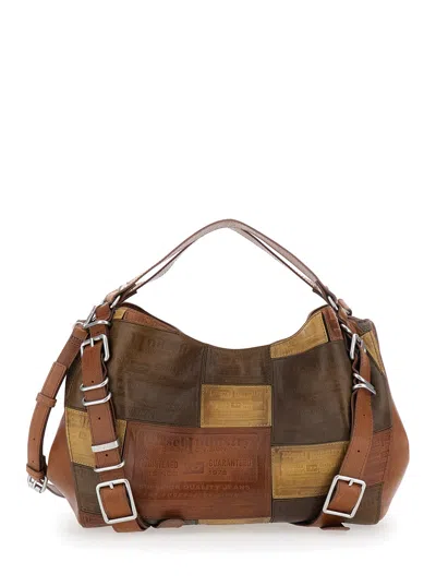 Diesel D-one Medium Top-handle Handbag With Flap And Handles In Brown