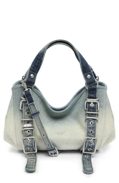 Diesel ® D-one Small Denim Top Handle Bag In Medium Blue