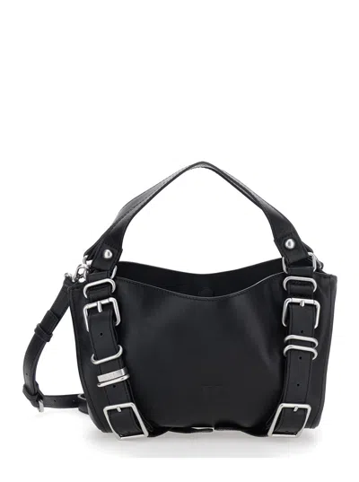 Diesel D-one Top-handle Small Handbag With Side Pockets In Black