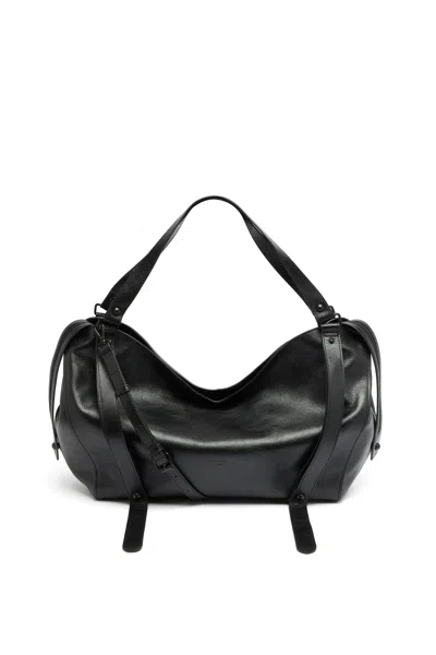 Diesel D-one-large Top-handle Bag In Leather In Black