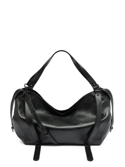 Diesel D-one-large Top-handle Bag In Leather In Black