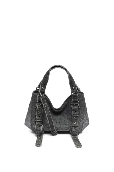 Diesel D-one-small Top-handle Bag In Crystal Solarised Denim In Black