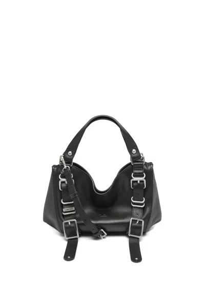 Diesel D-one-small Top-handle Bag In Treated Leather In Black