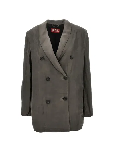 Diesel Double-breasted Blazer In Gray