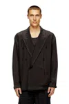 Diesel Double-breasted Blazer In Wrinkled Shell In Brown