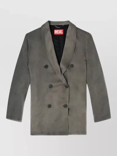 Diesel Double Breasted Blazer Long Sleeves Buttons In Gray