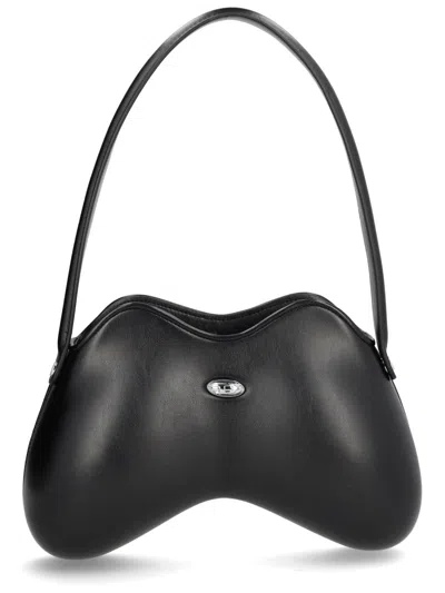 Diesel Black Leather Synthetic Leather Double-d Shoulder Bag