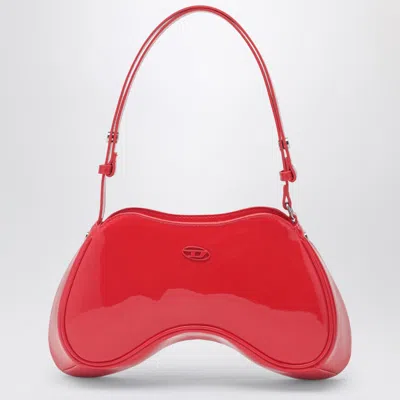 Diesel Double-d Patent Leather Shoulder Bag In Red
