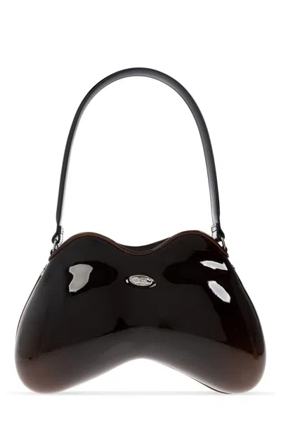 Diesel Curved Glossy Shoulder Bag Handle In Brown