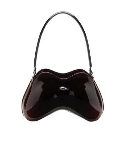 Diesel Double-d Rigid Shoulder Bag In Burgundy