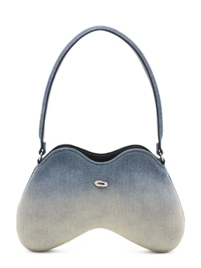 DIESEL DIESEL DOUBLE-D SHAPED DENIM SHOULDER BAG