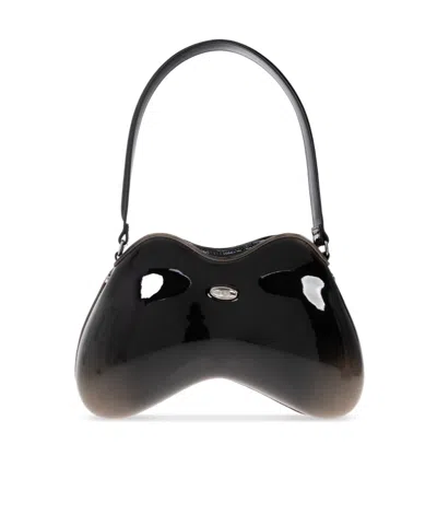 Diesel Black Play Double-d Sculptural Glossy Handbag