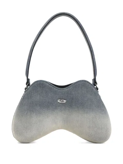Diesel Denim Shoulder Bag With Double-d Shape In Light Wash