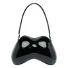 Diesel Double-d Bag In Black Patent Leather In Green