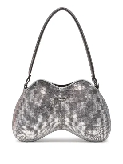 Diesel Double-d Shoulder Bag In Silver