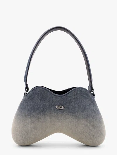 Diesel Double D Shoulder Denim Bag In Blue