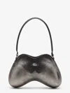 Diesel Women Double-d Shoulder Pu Shoulder Bag In Gray
