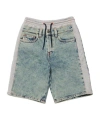 Diesel Double-layer Denim Cotton Shorts In Gray