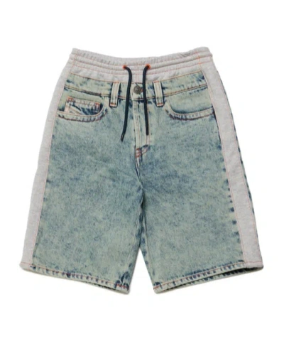 Diesel Kids' Double-layer Denim Cotton Shorts In Gray