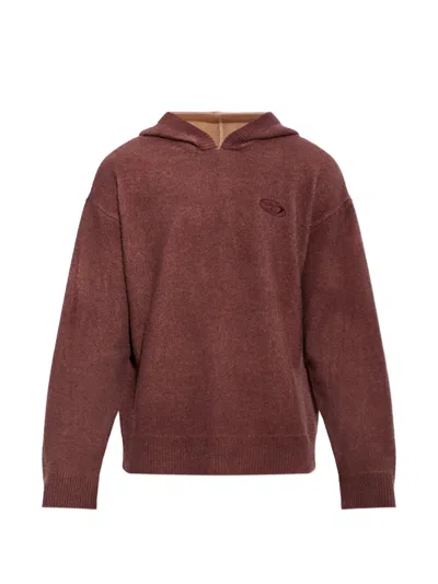 Diesel Double-dyed Hoodie In Wool-blend Knit In Purple