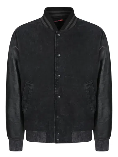 Diesel Doval Leather Black Bomber Jacket