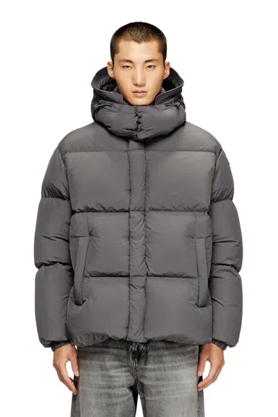Diesel Mens W-rolfys Logo-patch Puffer Jacket 9aw In Gray