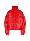 Diesel Down Puffer Jacket In Ripstop With Knitted Collar In Red
