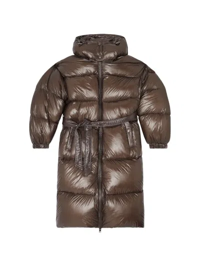 Diesel Down Puffer Coat In Ultra-light Ripstop In Brown