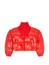 Diesel Down Puffer Jacket In Ripstop With Knitted Collar In Orange