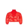 Diesel Down Puffer Jacket In Ripstop With Knitted Collar In Red