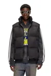 Diesel Down Vest In Crinkled Nylon In Black