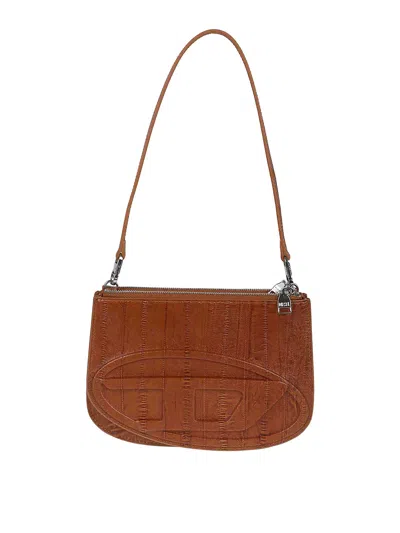 Diesel 1dr Twin Bag With Glossy Eel Skin Effect In Brown