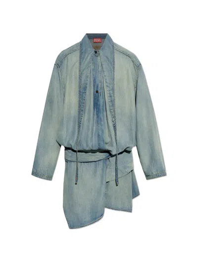 Diesel Draped Asymmetric Dress In Blue