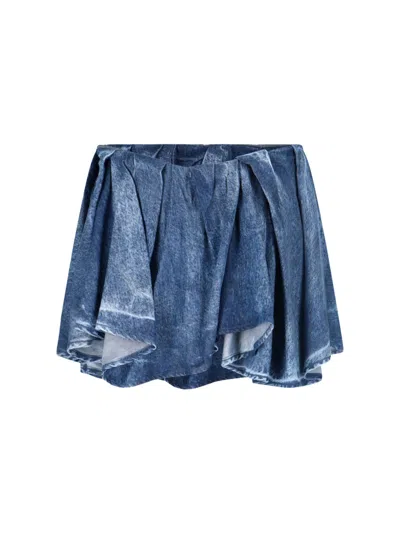 DIESEL DRAPED DENIM MINI SKIRT