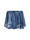 Diesel Draped Denim Mini Skirt With Raw Edges In Blue